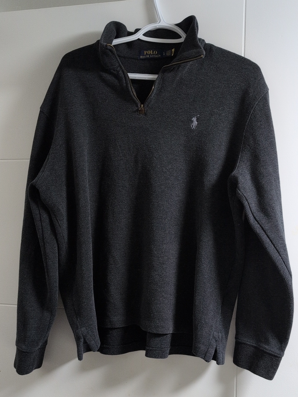 Polo Ralph Lauren Men's Quarter-Zip Sweater, Charcoal Gray, Size L